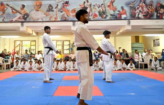  A captivating moment transpired during the karate demonstration, skillfully presented by Vignesh Murkar, Bhupesh Vaity, and Wince Patil.